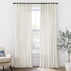 Linen Curtains (50"W x 108"L) 2 panels living room bedroom